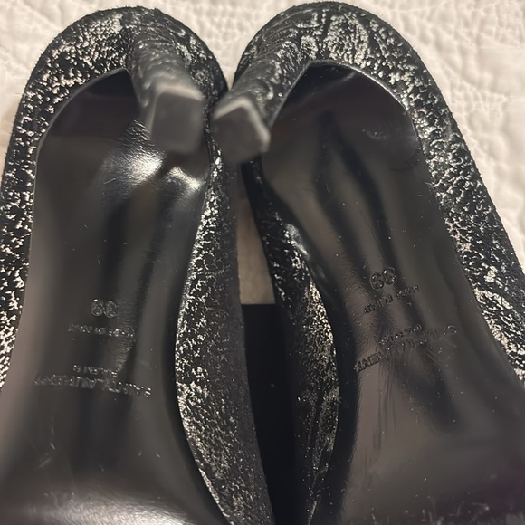 Saint Laurent Women's Black Suede metallic snakeskin Pumps silver size 39 YSL - Picture 3 of 12